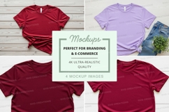 Branding t-shirt mockup set on wooden background ultra reali Product Image 1