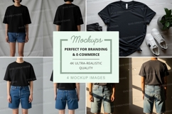 Black t-shirt mockup on model ultra realistic branding displ Product Image 1