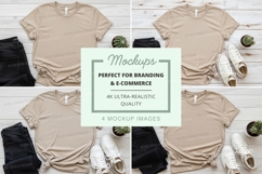 Beige t-shirt mockup set for branding ultra realistic displa Product Image 1