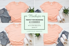 Orange t-shirt mockup set on white ultra realistic display Product Image 1