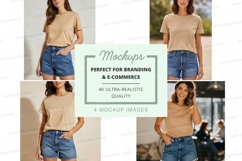 Woman casual denim mockup branding ultra realistic white bac Product Image 1