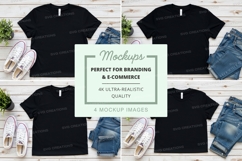 Black t-shirt mockups branding ultra realistic flat lay Product Image 1