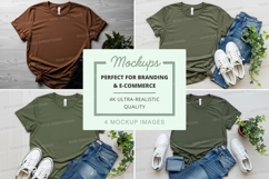 Branding mockup tshirt flat lay ultra realistic green brown Product Image 1