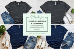 Black t-shirt mockups branding ultra realistic flat lay disp Product Image 1