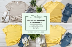 Clothing mockup set on wooden background for branding Product Image 1