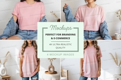 Casual pink t-shirt mockup Product Image 1