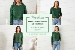 Mockup: green long-sleeve t-shirt Product Image 1