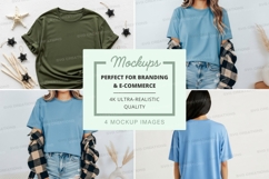 Casual plaid sleeve t-shirt mockup Product Image 1