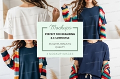 Colorful striped sleeve t-shirt mockup Product Image 1