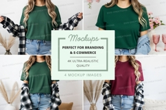 Casual t-shirt with plaid shirt layered look mockup Product Image 1