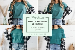 Casual fall outfit with plaid shirt and t-shirt Product Image 1