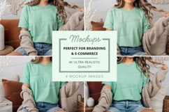 Mockup: casual outfit with green t-shirt and denim Product Image 1