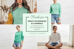 Casual green sweatshirt mockup Product Image 1