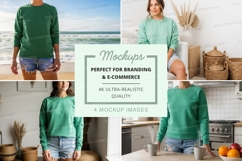 Casual green sweatshirt mockup Product Image 1