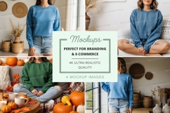 Cozy autumn sweatshirt mockup Product Image 1