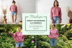 Women's pink sweatshirt mockup Product Image 1