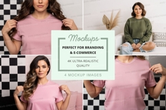 Women's pink t-shirt mockup Product Image 1