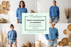 Casual blue sweatshirt mockup Product Image 1