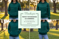 Green hoodie in park Product Image 1