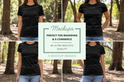 Black t-shirt mockup in forest Product Image 1