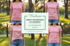 Park scene with pink t-shirt mockup Product Image 1