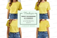 Yellow t-shirt and denim shorts mockup Product Image 1