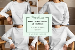 White long sleeve t-shirt mockup Product Image 1