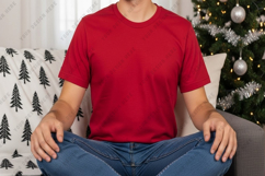 Christmas red t-shirt mockup Product Image 1