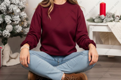Cozy burgundy long sleeve t-shirt mockup Product Image 1