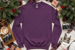 Purple t-shirt mockup with festive decorations Product Image 1