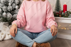 Cozy pink christmas t-shirt mockup Product Image 1