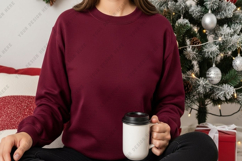 Cozy burgundy long sleeve t-shirt Product Image 1