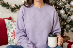 Christmas-themed lavender sweatshirt Product Image 1