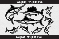 Marlin Fish SVG Silhouette design Product Image 1