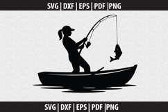 Women Fishing SVG Silhouette design Product Image 1