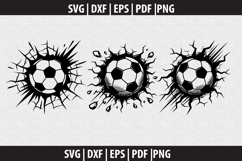 Soccer Ball Wall Crack SVG design Product Image 3