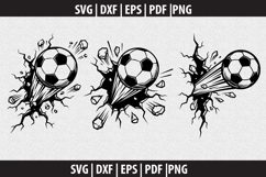 Soccer Ball Wall Crack SVG design Product Image 3