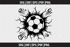 Soccer Ball Wall Crack SVG design Product Image 1