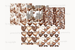 GlamArtZhanna, Valentines pattern, Valentines Day paper, Mocha digital paper, Mocha pattern, Mocha background, City in Love paper, Brown Valentines Day, Beige Valentines Day, Neutral Valentines, hearts digital paper, Leopard paper, Leopard pattern, City d