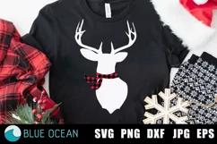 Reindeer head svg, Reindeer SVG, Reindeer Plaid SVG Product Image 2