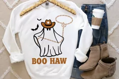 Boo Haw SVG, Western Ghost Svg, Cowboy Ghost Svg, Cowboy Hat Product Image 2