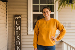 Yellow crew neck t-shirt mockup design Product Image 1