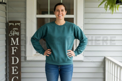Teal long sleeve t-shirt mockup design Product Image 1
