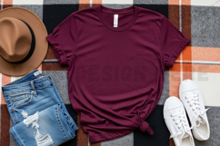 Maroon t-shirt with casual outfit mockup Product Image 1