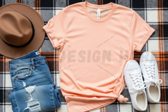 Casual peach t-shirt outfit with accessories mockup Product Image 1