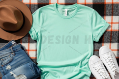 Casual summer outfit with mint green t-shirt mockup Product Image 1