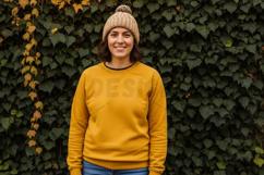 Mustard yellow long sleeve t-shirt mockup Product Image 1