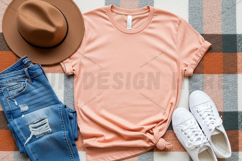 Peach t-shirt with casual outfit t-shirt mockup design Product Image 1