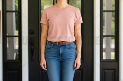 Women's casual pink t-shirt mockup design Product Image 1