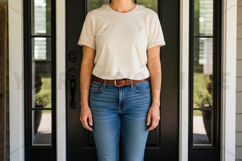 Casual white t-shirt and blue jeans outfit mockup design Product Image 1